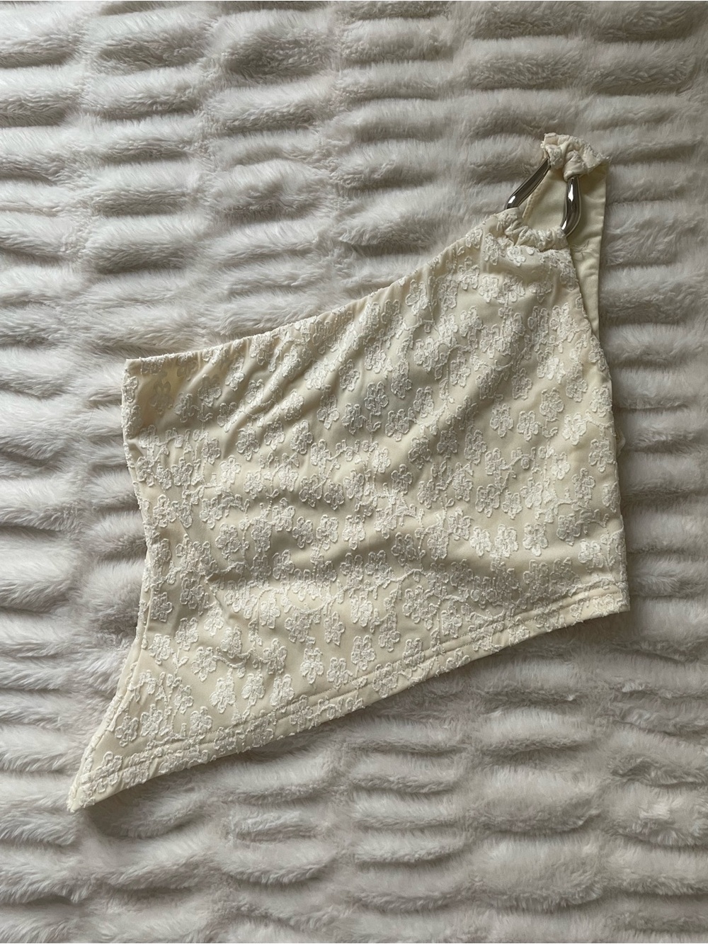 Princess Polly Cream One-Shoulder Lace Top